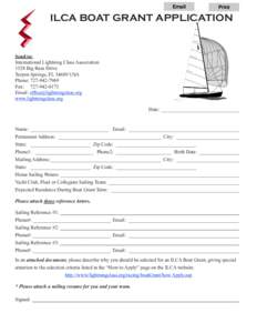 Email  Print ILCA BOAT GRANT APPLICATION
