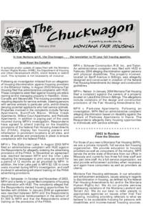 February[removed]In true Montana spirit, the Chuckwagon[removed]the newsletter to fill your fair housing appetite. Tales Roun the Campfire A synopsis and/or update of cases filed with the Montana Human Rights Bureau (HRB),