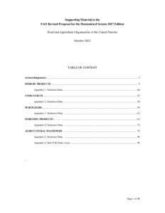 Supporting Material to the FAO Revised Proposal for the Harmonized System 2017 Edition Food and Agriculture Organization of the United Nations October[removed]TABLE OF CONTENT