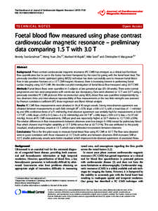 Foetal blood flow measured using phase contrast cardiovascular magnetic resonance Ł preliminary data comparing 1.5ŁT with 3.0ŁT