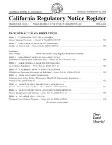 California Regulatory Notice Register 2016, Volume No. 15-Z