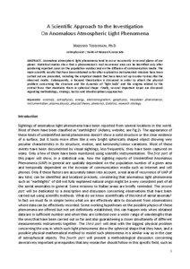 A Scientific Approach to the Investigation On Anomalous Atmospheric Light Phenomena MASSIMO TEODORANI, Ph.D.