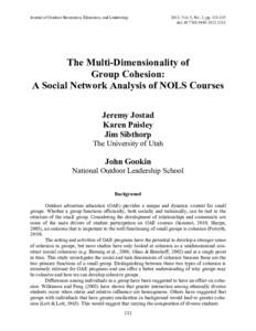 The multi-dimensionality of group cohesion: A social network analysis of NOLS courses