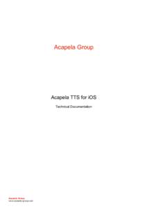 Acapela Group  Acapela TTS for iOS Technical Documentation  Acapela Group