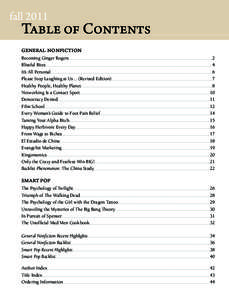 fallTable of Contents General Nonfiction Becoming Ginger Rogers										 Blissful Bites
