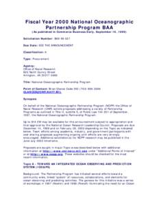 Fiscal Year 2000 National Oceanographic Partnership Program BAA