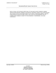 AMERICAN TELEGRAM ®  TARIFF FCC NO. 1 Original Title Page International Resale Common Carrier Service