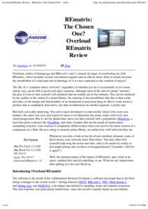 Overloud REmatrix Review : REmatrix: The Chosen One? - Audi...  http://en.audiofanzine.com/editorial/a.print,780.html REmatrix: The Chosen