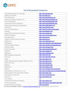 List of Associated Companies Abu Dhabi Polymer Co- Borouge http://www.borouge.com  Adeka Corporation