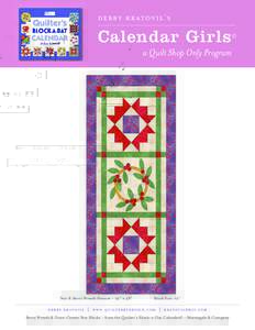 debby kratovil’s  Calendar Girls a Quilt Shop Only Program  Star & Berry Wreath Banner - 22” x 48”