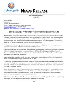 NEWS RELEASE FOR IMMEDIATE RELEASE JUNE 8, 2011 MEDIA CONTACT: Marc Lotter Director of Communications