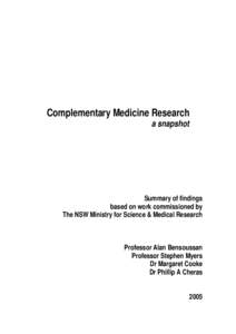 Complementary Medicine Research in NSW
