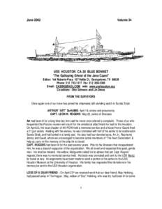 June[removed]Volume 34 USS HOUSTON CA-30 BLUE BONNET “The Galloping Ghost of the Java Coast”