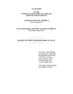 NoIN THE UNITED STATES COURT OF APPEALS FOR THE FIFTH CIRCUIT UNITED STATES OF AMERICA, Plaintiff-Appellee,
