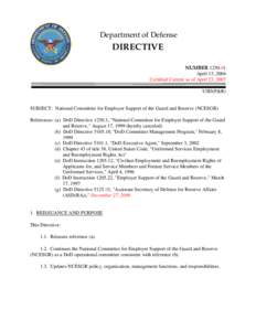 DoD Directive, April 13, 2004; Certified Current as of April 23, 2007