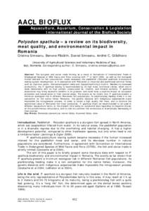 AACL BIOFLUX Aquaculture, Aquarium, Conservation & Legislation International Journal of the Bioflux Society Polyodon spathula – a review on its biodiversity, meat quality, and environmental impact in