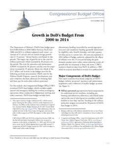 NOVEMBERGrowth in DoD’s Budget From 2000 to 2014 The Department of Defense’s (DoD’s) base budget grew from $384 billion to $502 billion between fiscal years