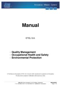 M Manual ETEL S.A. - Quality Management - Occupational Health and Safety