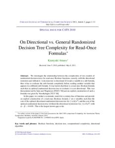 On Directional vs. General Randomized Decision Tree Complexity for Read-Once Formulas
