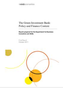 The Green Investment Bank: policy and finance context