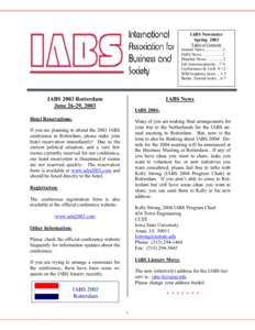 IABS Newsletter Spring 2003 Table of Contents Journal News…………..2 IABS News………….…1 Member News………….2