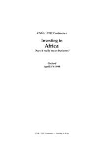 CSAE/ CDC Conference  Investing in Africa