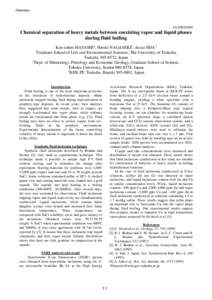 Chemistry  4A/2002G099 Chemical separation of heavy metals between coexisting vapor and liquid phases during fluid boiling