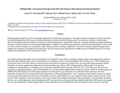 Drilling Risk Assessment through Joint EM and Seismic Data Integrated Interpretation, #).