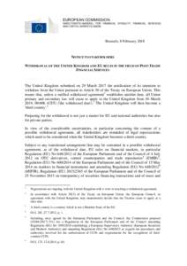 Notice to stakeholders: Withdrawal of the United Kingdom and eu rules in the field of post-trade financial services