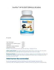 NuviFlex HNuviFlex™ HIP & JOINT Formula for Cats and Small Dogs FORMULA, 80 tabletsip and Joint  80 Capsules