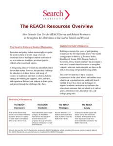 The REACH Resources Overview How Schools Can Use the REACH Survey and Related Resources to Strengthen the Motivation to Succeed in School and Beyond