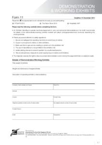DEMONSTRATION & WORKING EXHIBITS Form 11 Deadline: 31 December 2014