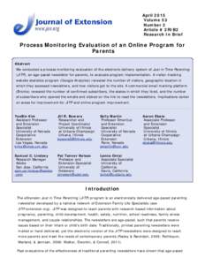 Process Monitoring Evaluation of an Online Program for Parents