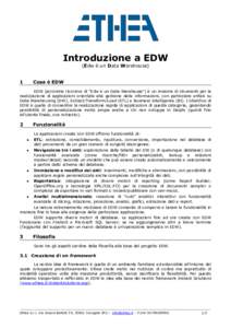 Introduzione a EDW (Edw è un Data Warehouse) 1  Cosa è EDW