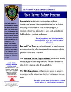 Transport / Road safety / Land transport / Road transport / Attention / Distracted driving / Defensive driving / Houston Police Department