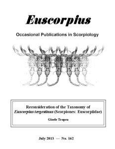 Reconsideration of the Taxonomy of Euscorpius tergestinus (Scorpiones: Euscorpiidae) Gioele Tropea
