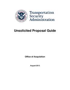 Unsolicited Proposal Guide  Office of Acquisition August 2013