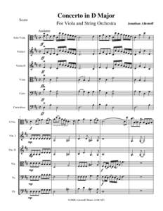 Concerto in D Major  Score For Viola and String Orchestra