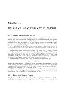 Chapter 10  PLANAR ALGEBRAIC CURVES