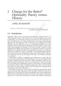 1  Change for the Better? Optimality Theory versus History