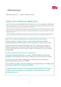 SNCF FY 2014 Results Press Release
