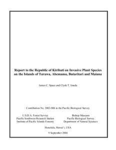 Report to the Republic of Kiribati on Invasive Plant Species on the Islands of Tarawa, Abemama, Butaritari and Maiana