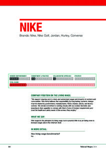 Nike  Brands: Nike, Nike Golf, Jordan, Hurley, Converse WORKER EMPOWERMENT:  10