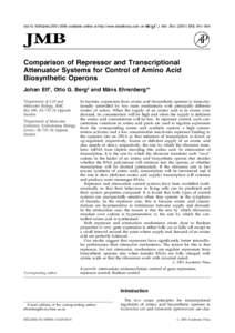 doi:jmbiavailable online at http://www.idealibrary.com on  J. Mol. Biol, 941±954 Comparison of Repressor and Transcriptional Attenuator Systems for Control of Amino Acid