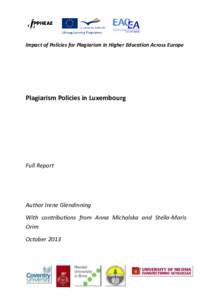 Impact of Policies for Plagiarism in Higher Education Across Europe  Plagiarism Policies in Luxembourg Full Report