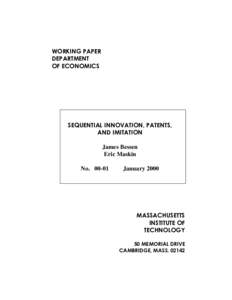 WORKING PAPER DEPARTMENT OF ECONOMICS SEQUENTIAL INNOVATION, PATENTS, AND IMITATION