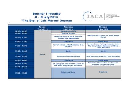 Seminar TimetableJuly 2015 