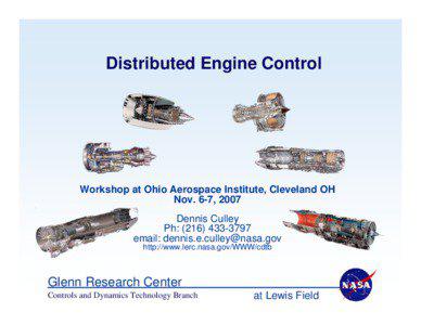 Distributed Engine Control  Workshop at Ohio Aerospace Institute, Cleveland OH