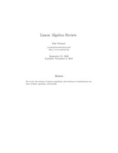 Linear Algebra Review John Norstad [removed] http://www.norstad.org  September 11, 2002