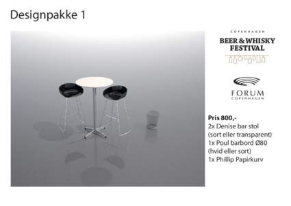 Designpakke 1 BEER &WHISKY FESTIVAL Pris 800,2x Denise bar stol (sort eller transparent)